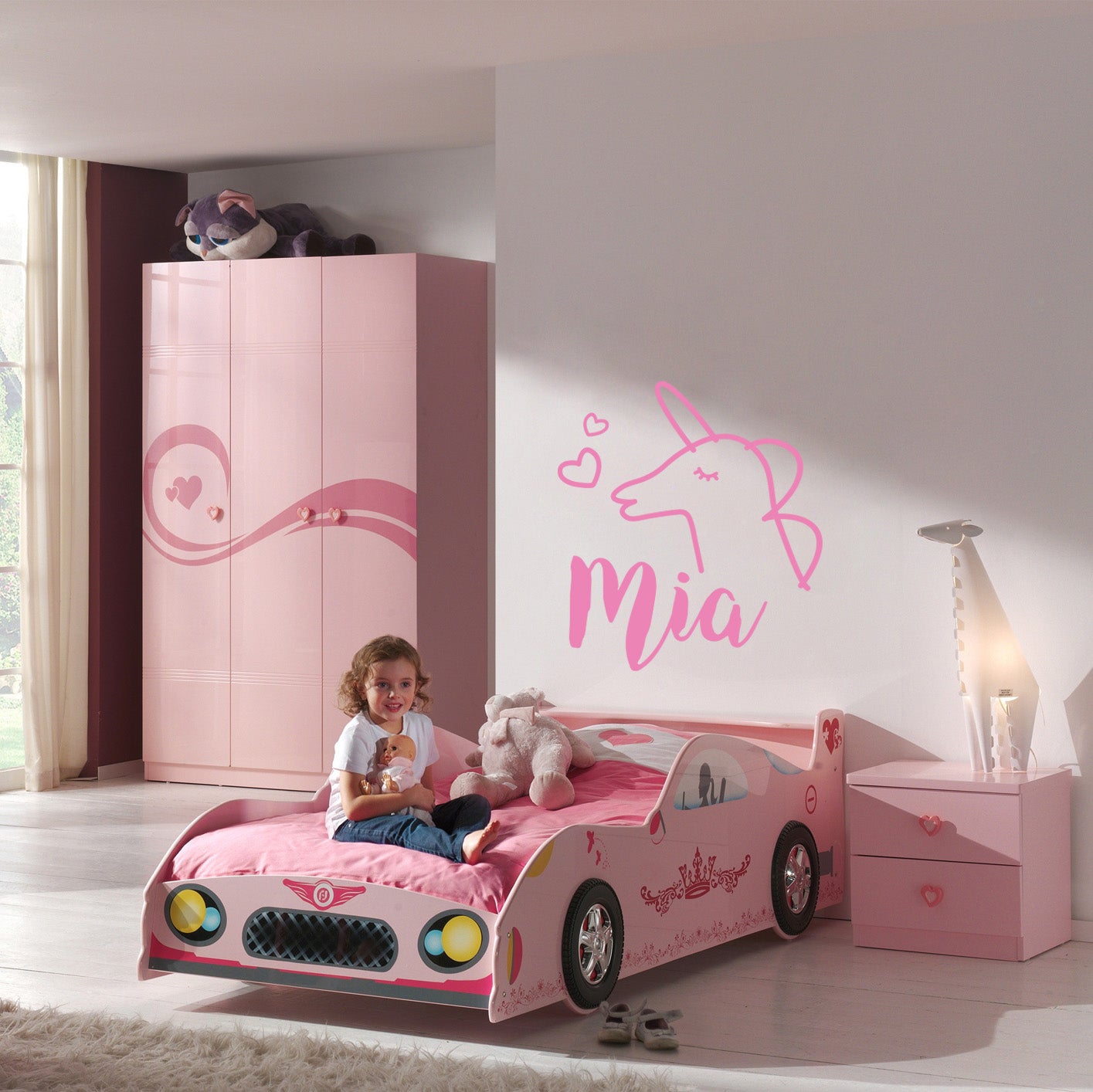 Personalized Unicorn cartoon Name Wall Sticker Decal Stencil Silhouette SQ182