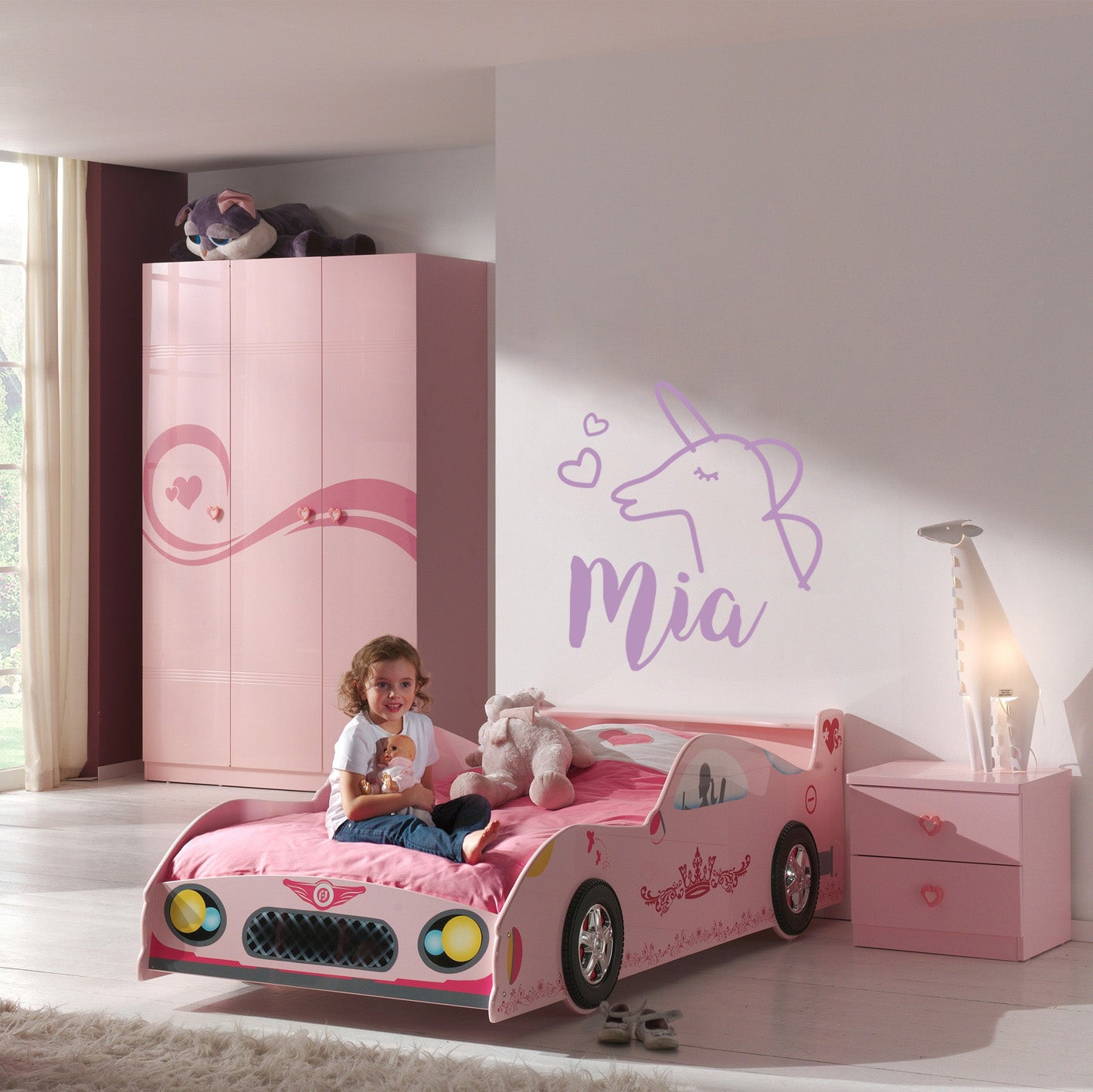 Personalized Unicorn cartoon Name Wall Sticker Decal Stencil Silhouette SQ182