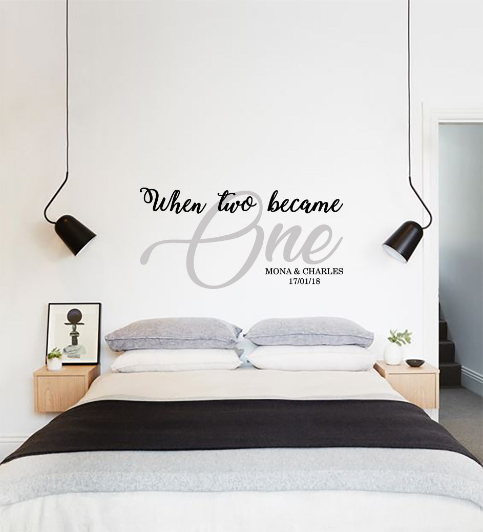 Personalized When Two Become One Wall Sticker Decal Stencil Silhouette SQ189