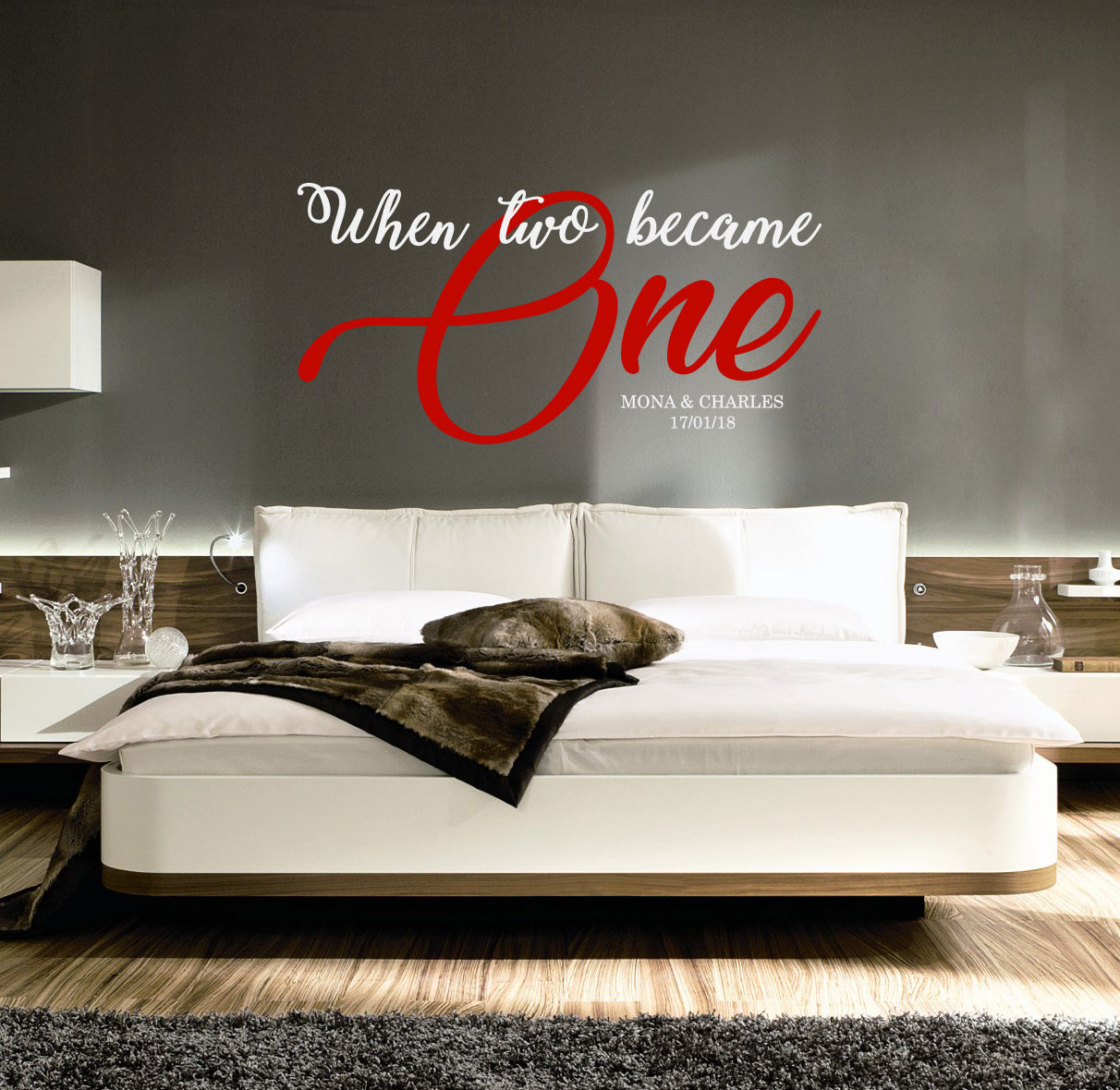 Personalized When Two Become One Wall Sticker Decal Stencil Silhouette SQ189