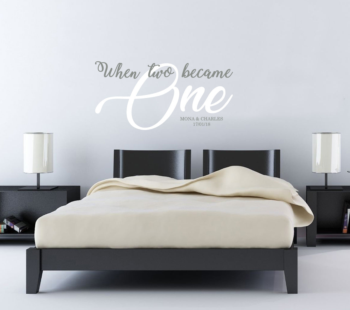 Personalized When Two Become One Wall Sticker Decal Stencil Silhouette SQ189