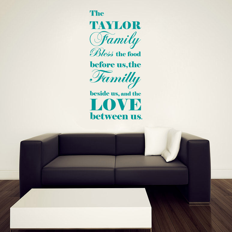 BLESS THE FOOD Personalized Inspirational Quotes Wall Sticker Kitchen Decal SQ205