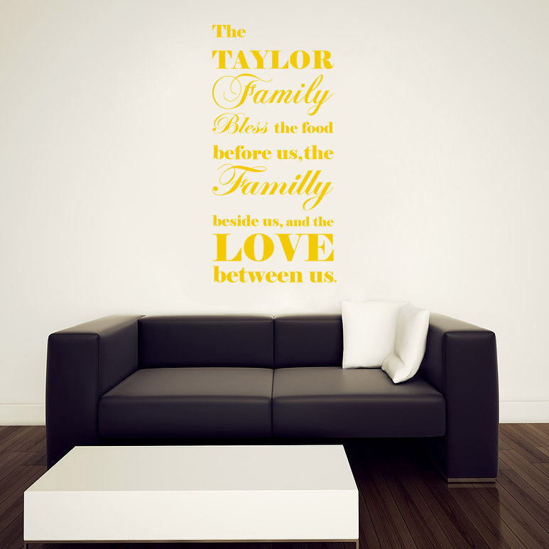 BLESS THE FOOD Personalized Inspirational Quotes Wall Sticker Kitchen Decal SQ205