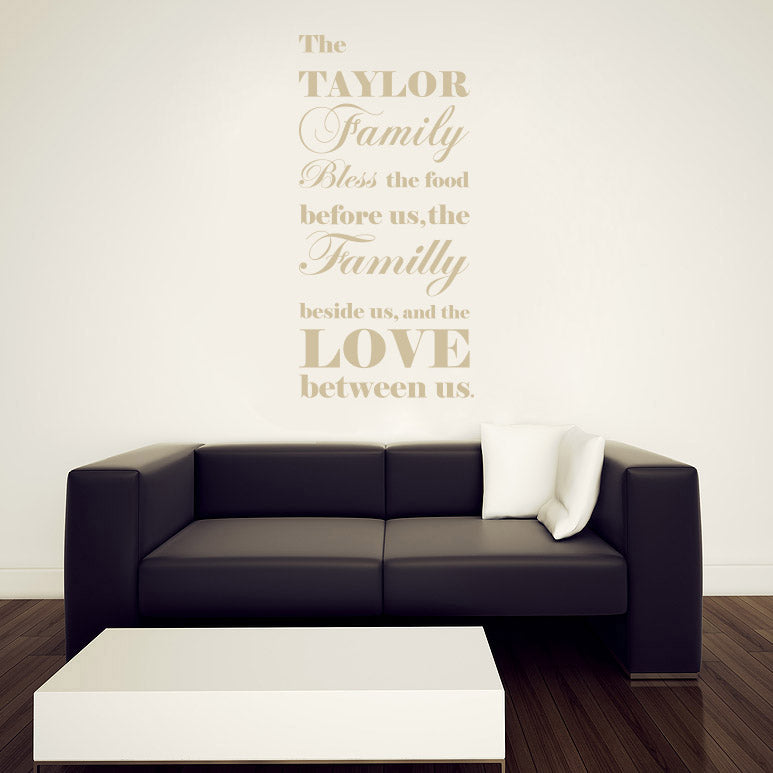 BLESS THE FOOD Personalized Inspirational Quotes Wall Sticker Kitchen Decal SQ205