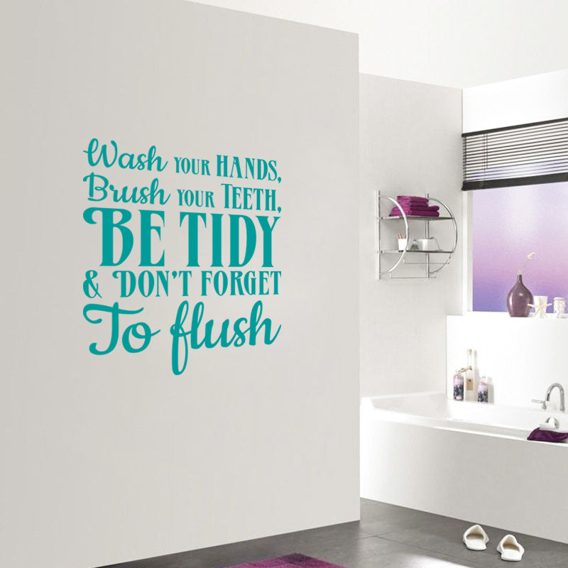 Bathroom Rules WASH YOUR HANDS Inspirational Quotes Wall Sticker Decal SQ215