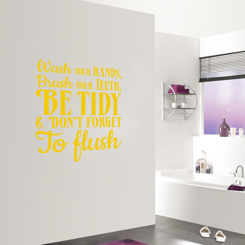 Bathroom Rules WASH YOUR HANDS Inspirational Quotes Wall Sticker Decal SQ215