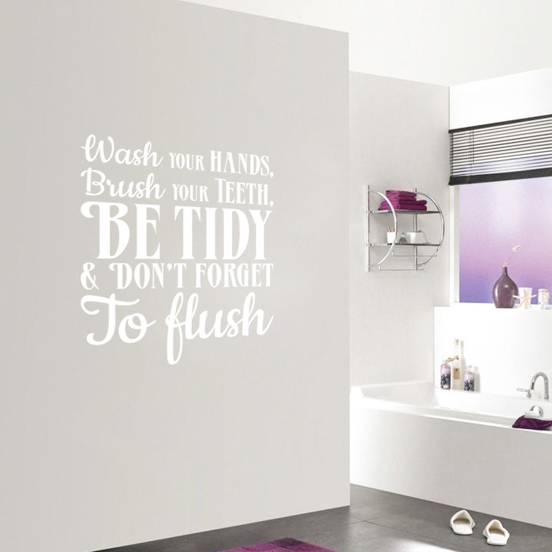 Bathroom Rules WASH YOUR HANDS Inspirational Quotes Wall Sticker Decal SQ215