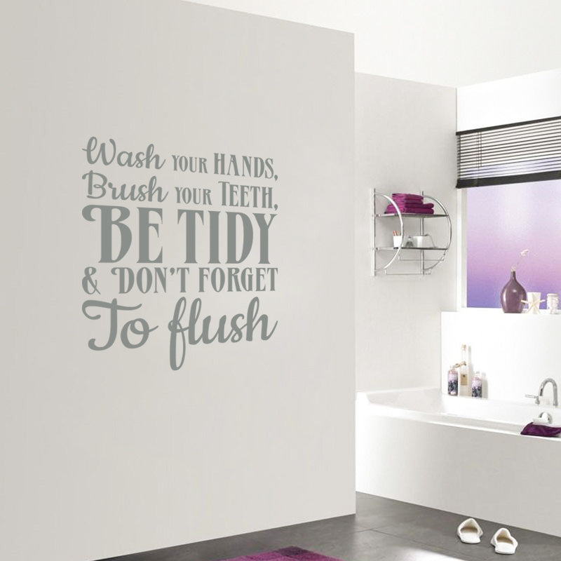 Bathroom Rules WASH YOUR HANDS Inspirational Quotes Wall Sticker Decal SQ215