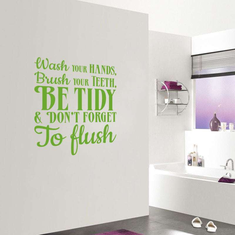 Bathroom Rules WASH YOUR HANDS Inspirational Quotes Wall Sticker Decal SQ215