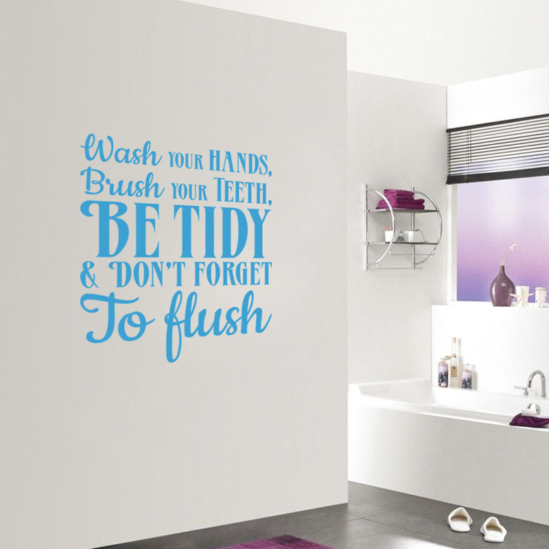 Bathroom Rules WASH YOUR HANDS Inspirational Quotes Wall Sticker Decal SQ215