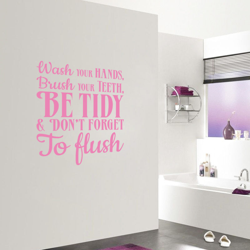 Bathroom Rules WASH YOUR HANDS Inspirational Quotes Wall Sticker Decal SQ215