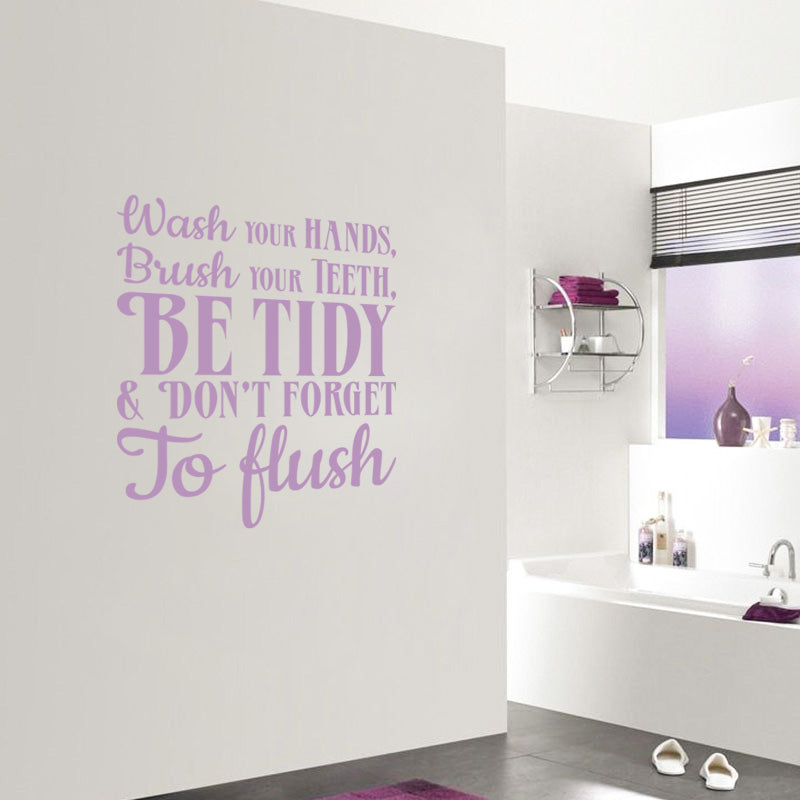 Bathroom Rules WASH YOUR HANDS Inspirational Quotes Wall Sticker Decal SQ215