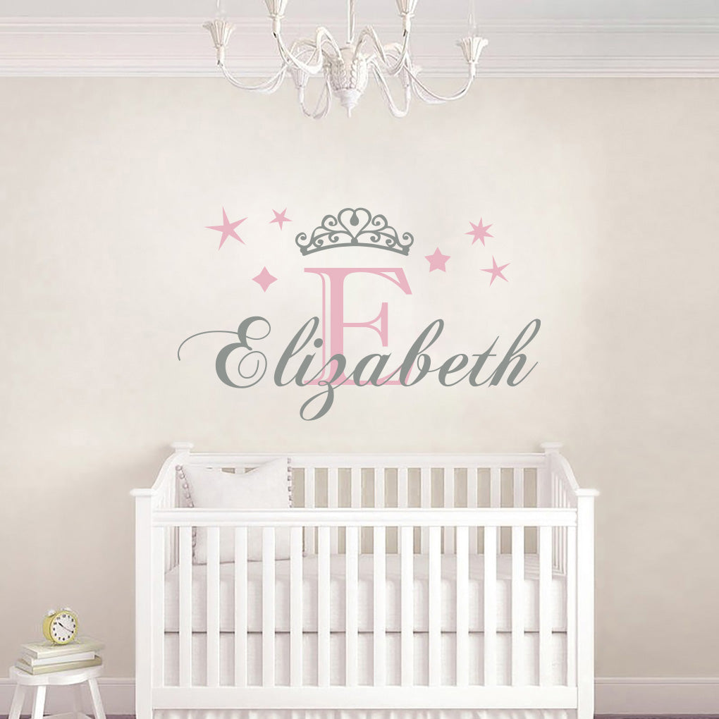 Personalized Crown Name  Wall Sticker Decal Stencil Silhouette SQ223
