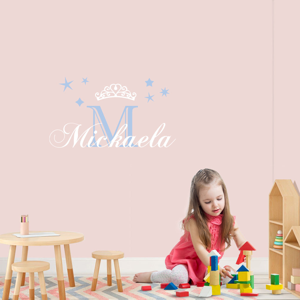 Personalized Crown Name  Wall Sticker Decal Stencil Silhouette SQ223