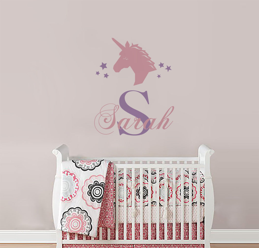 Personalized Unicorn Name  Wall Sticker Decal Stencil Silhouette SQ224