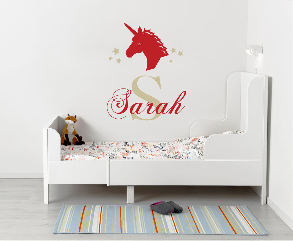 Personalized Unicorn Name  Wall Sticker Decal Stencil Silhouette SQ224