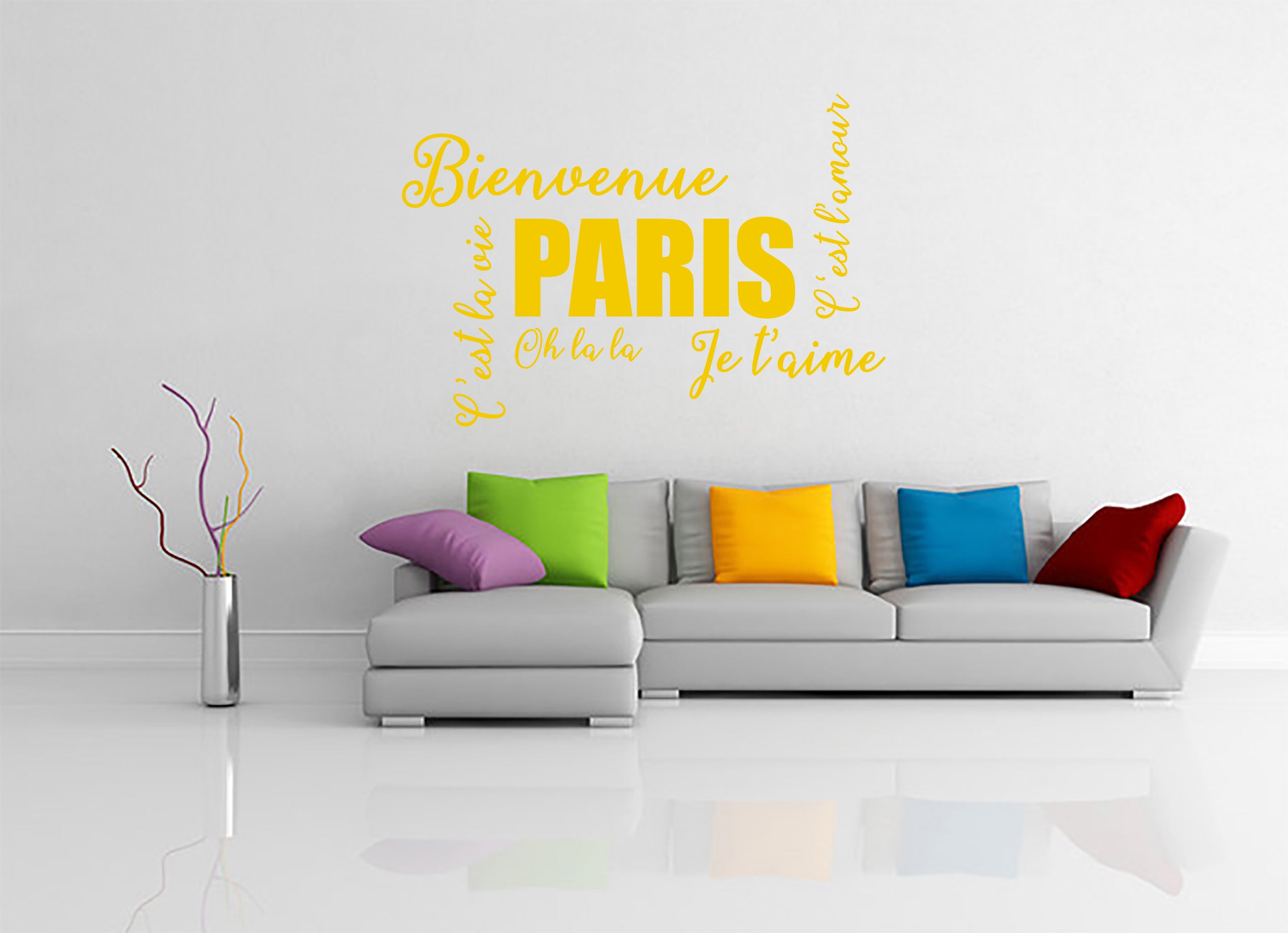 FRENCH WORDS COLLAGE Inspirational Quotes Wall Sticker Decal SQ237