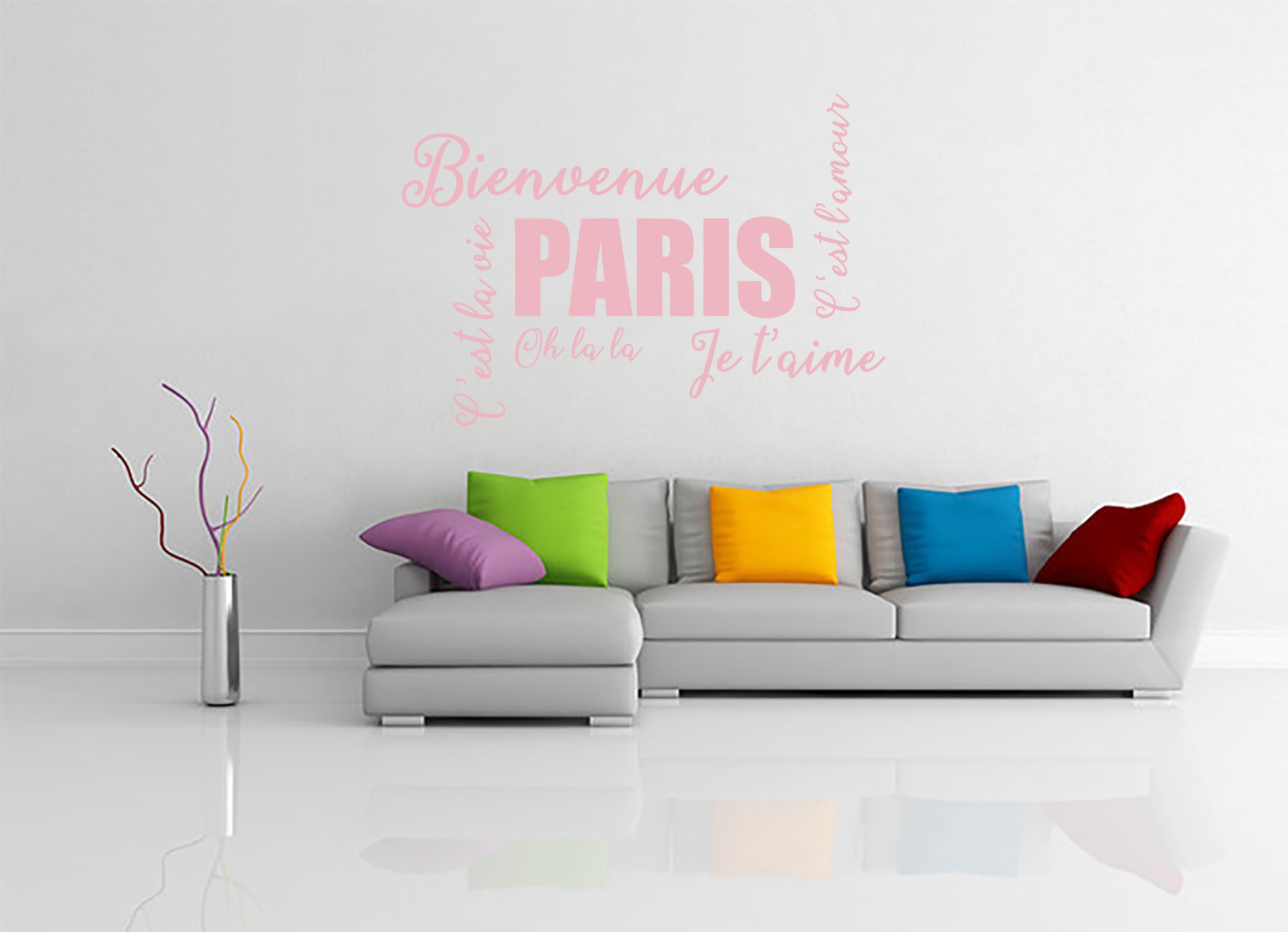 FRENCH WORDS COLLAGE Inspirational Quotes Wall Sticker Decal SQ237