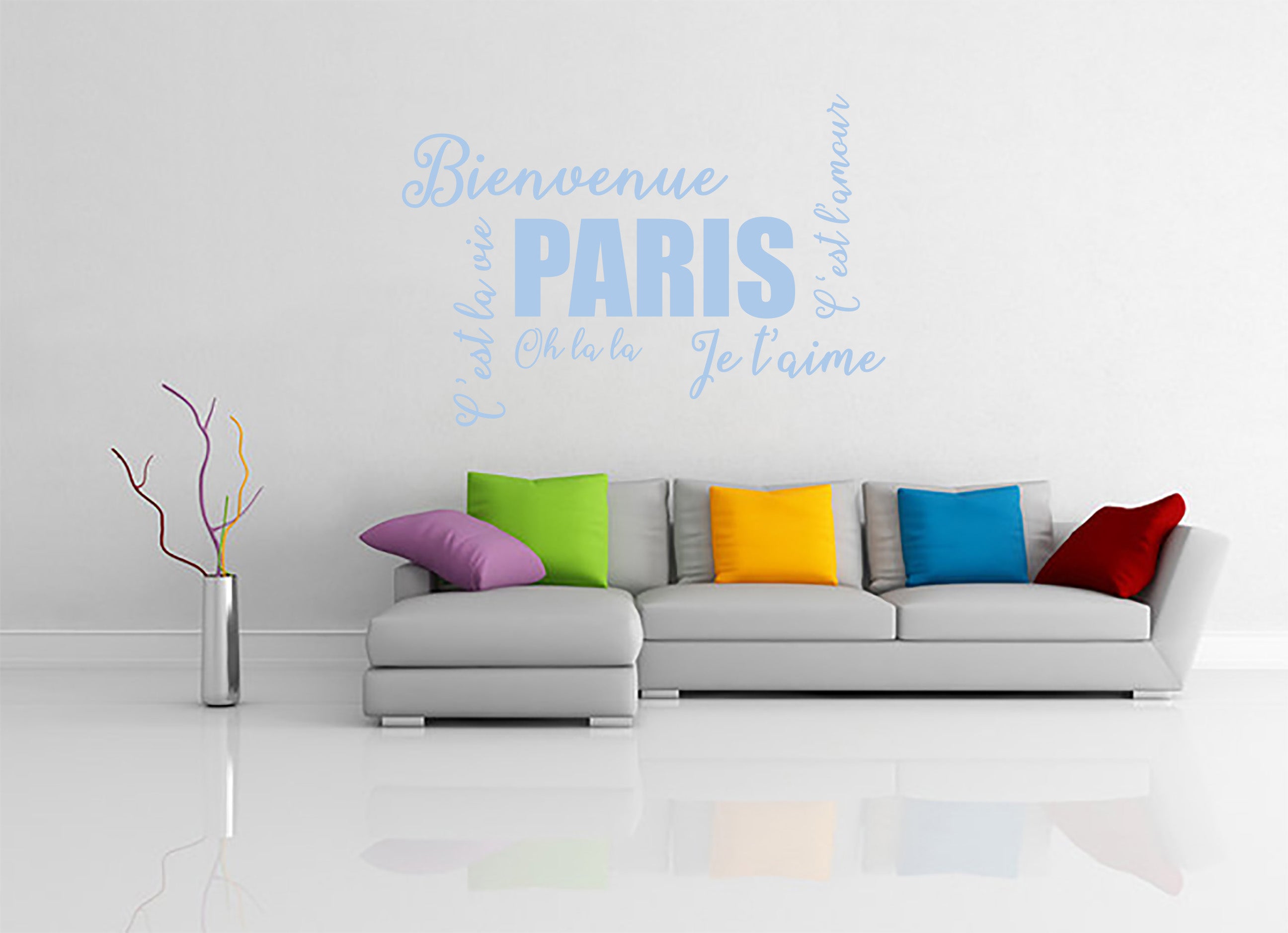 FRENCH WORDS COLLAGE Inspirational Quotes Wall Sticker Decal SQ237
