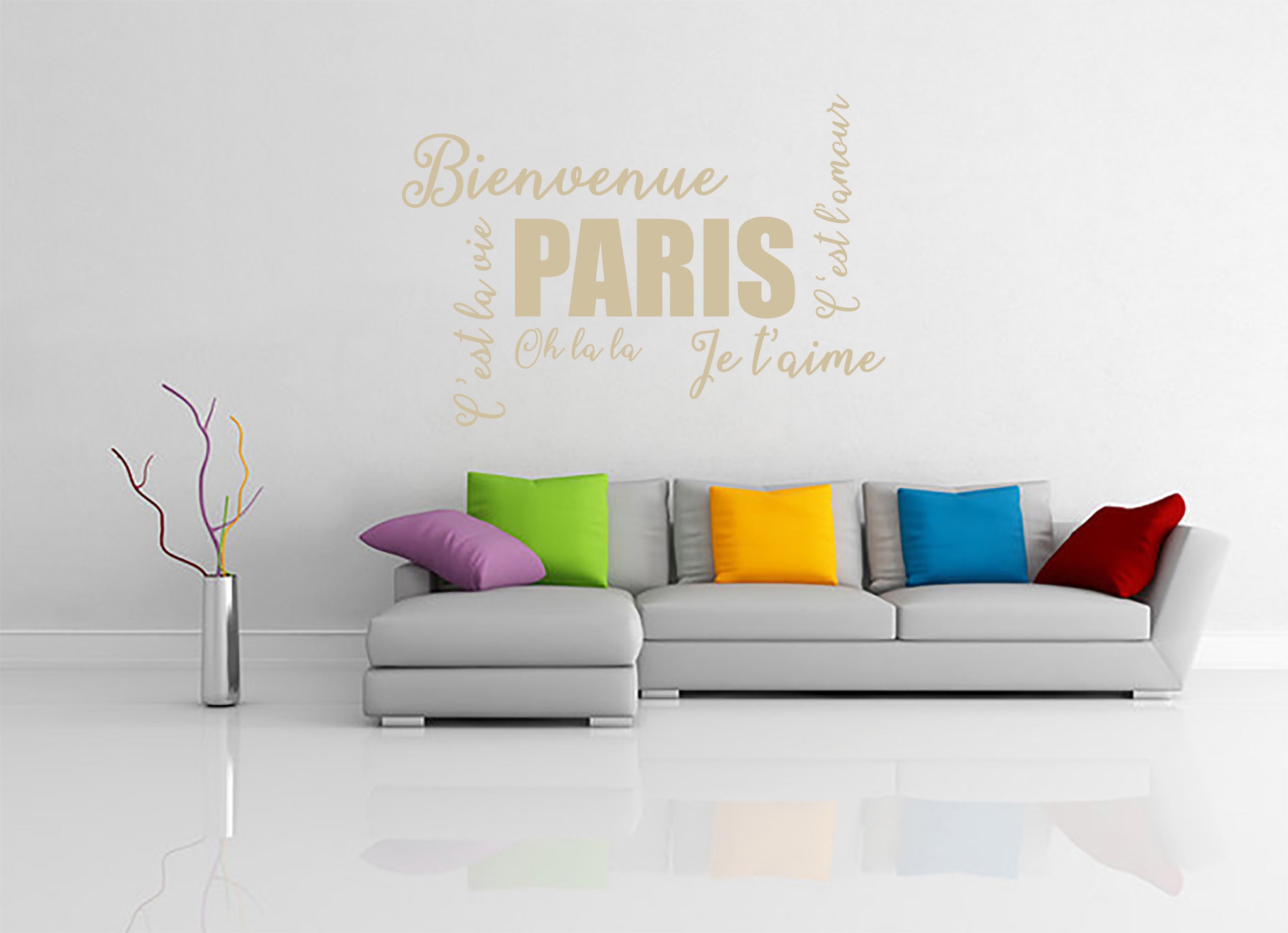 FRENCH WORDS COLLAGE Inspirational Quotes Wall Sticker Decal SQ237