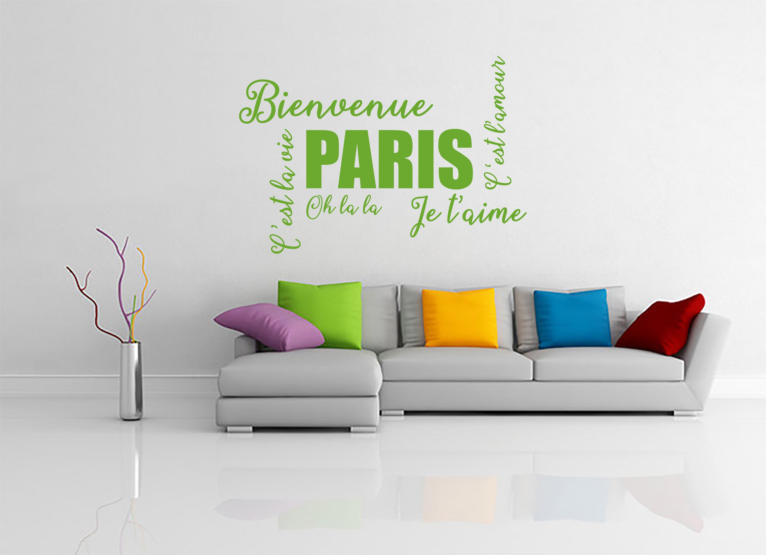 FRENCH WORDS COLLAGE Inspirational Quotes Wall Sticker Decal SQ237