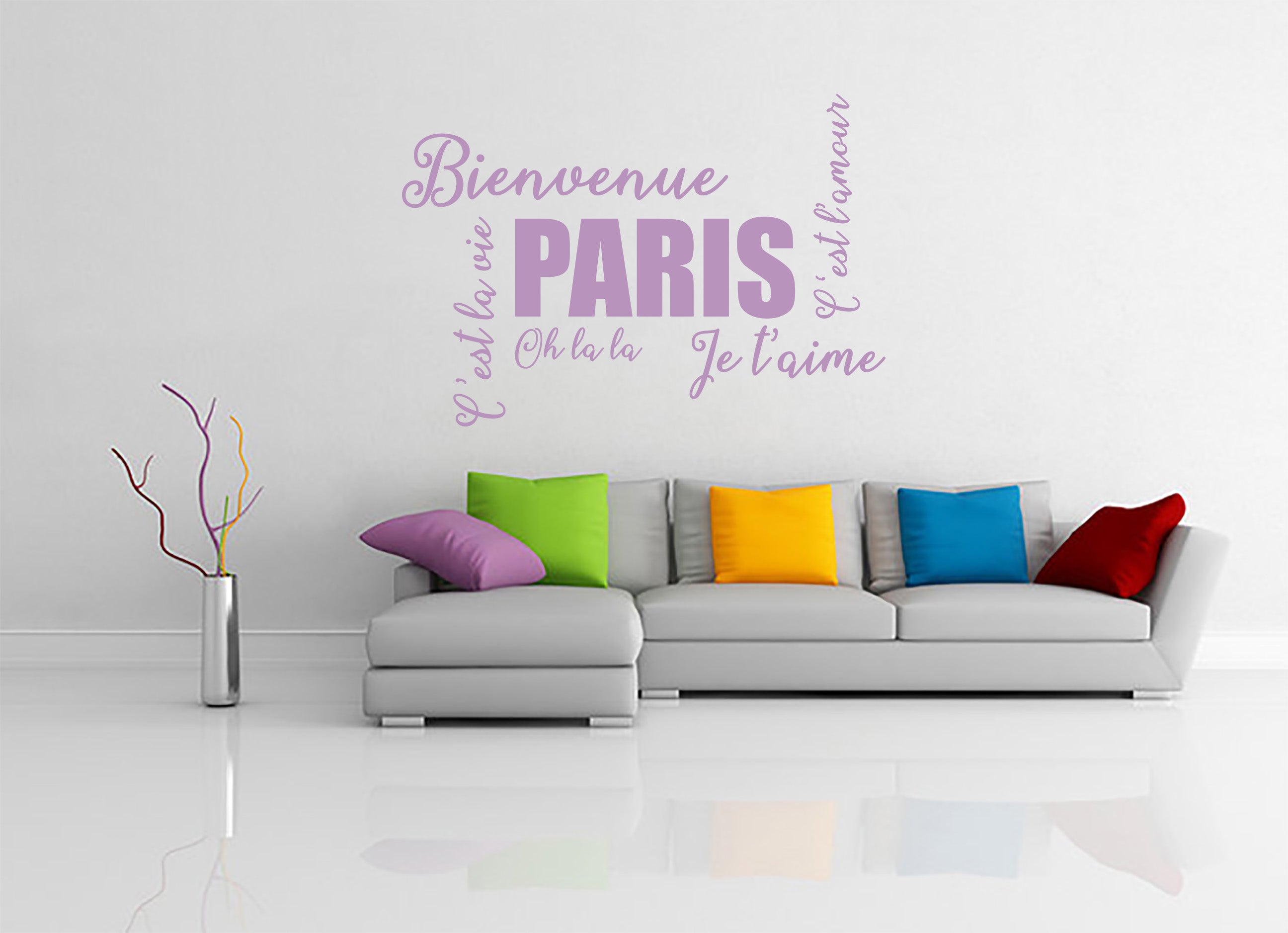 FRENCH WORDS COLLAGE Inspirational Quotes Wall Sticker Decal SQ237