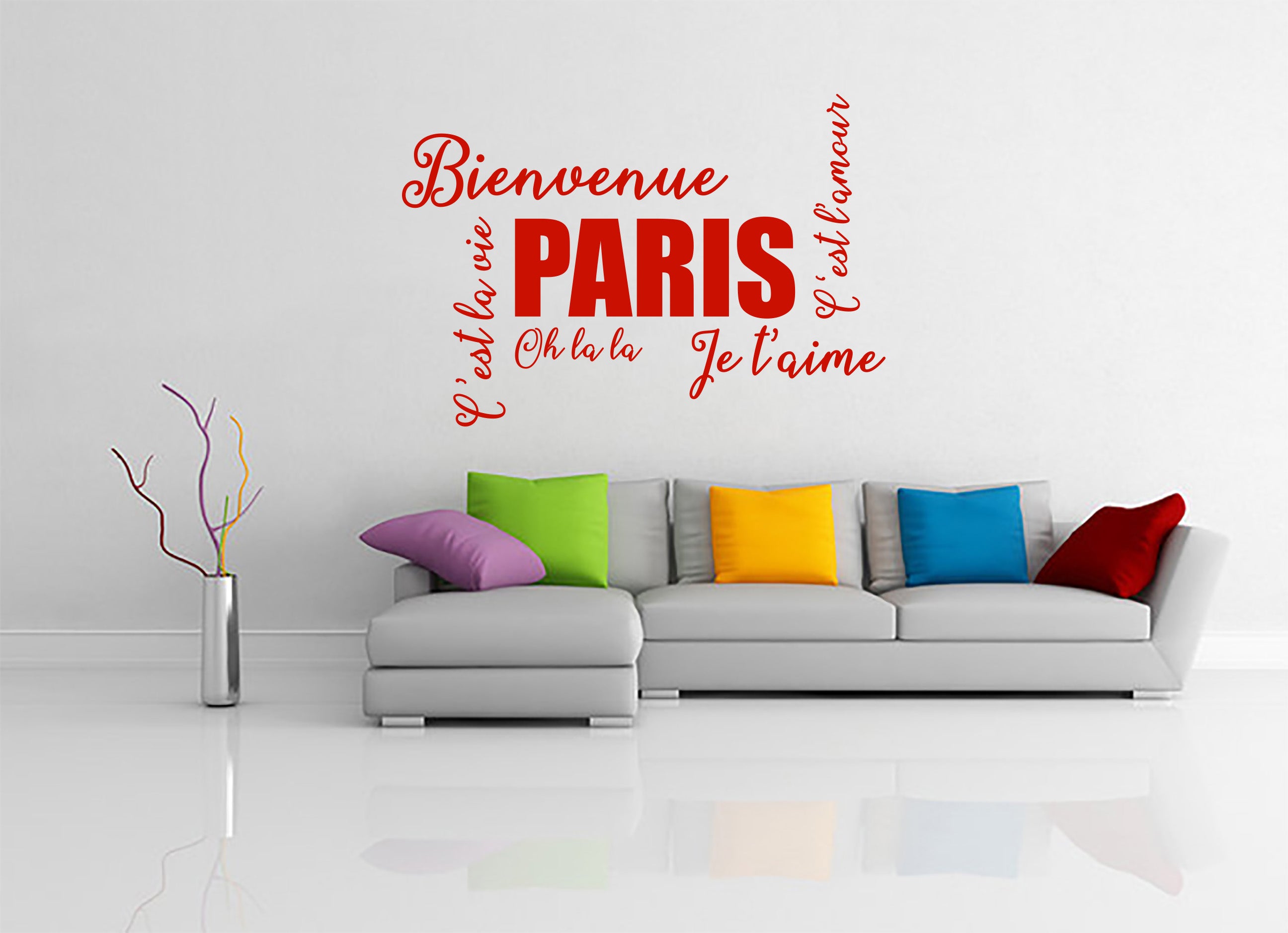 FRENCH WORDS COLLAGE Inspirational Quotes Wall Sticker Decal SQ237