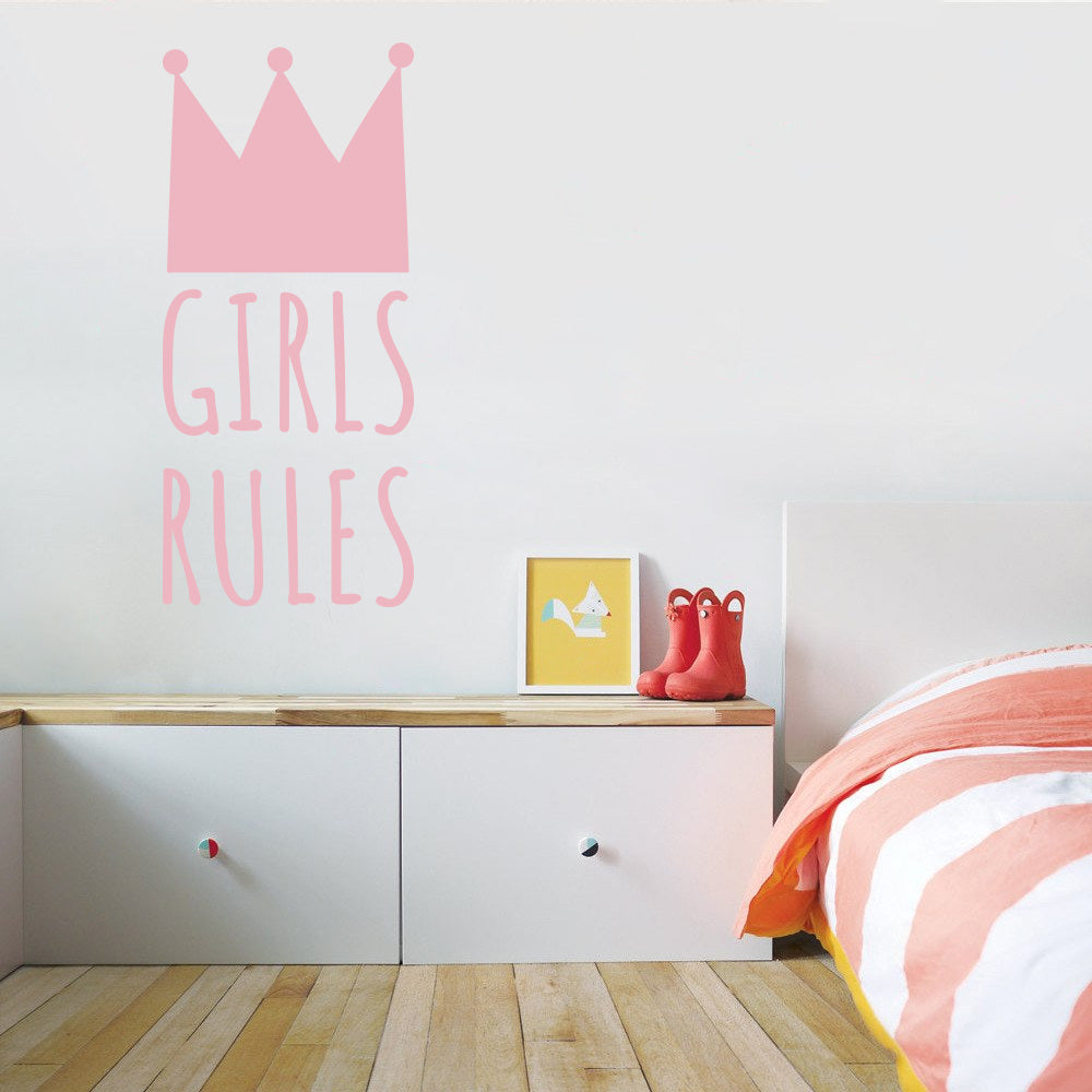 GIRLS RULE Inspirational Quotes Wall Sticker Decal SQ238