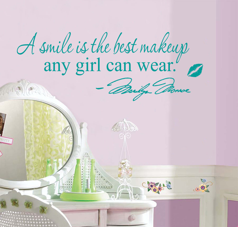 SOURIRE EST LE MEILLEUR MAQUILLAGE Marilyn Monroe Citations inspirantes Sticker mural SQ52