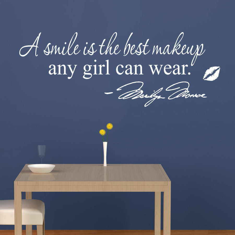 SOURIRE EST LE MEILLEUR MAQUILLAGE Marilyn Monroe Citations inspirantes Sticker mural SQ52