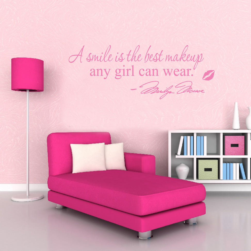 SOURIRE EST LE MEILLEUR MAQUILLAGE Marilyn Monroe Citations inspirantes Sticker mural SQ52