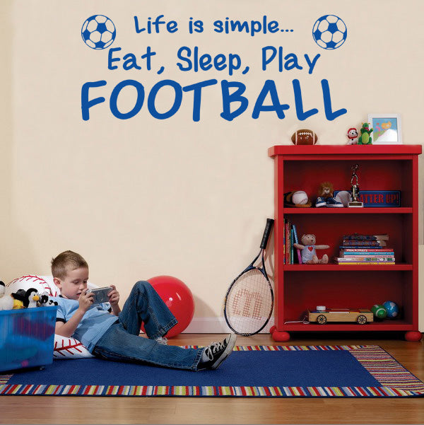 EAT SLEEP PLAY FOOTBALL Citations inspirantes Autocollant mural Décalque SQ54