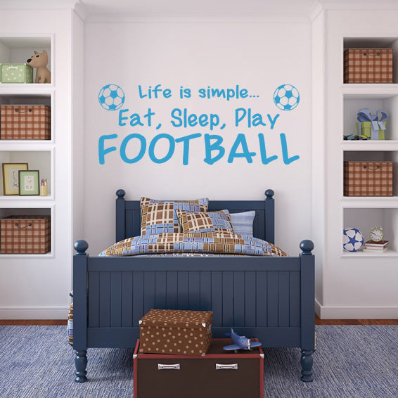 EAT SLEEP PLAY FOOTBALL Citations inspirantes Autocollant mural Décalque SQ54