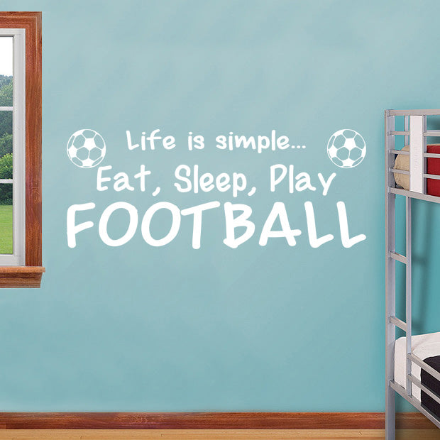 EAT SLEEP PLAY FOOTBALL Citations inspirantes Autocollant mural Décalque SQ54