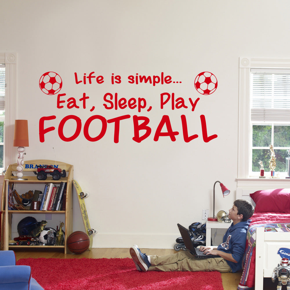 EAT SLEEP PLAY FOOTBALL Citations inspirantes Autocollant mural Décalque SQ54