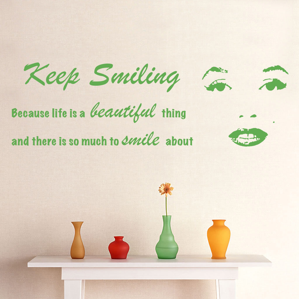 Gardez le sourire citations inspirantes sticker mural autocollant SQ64