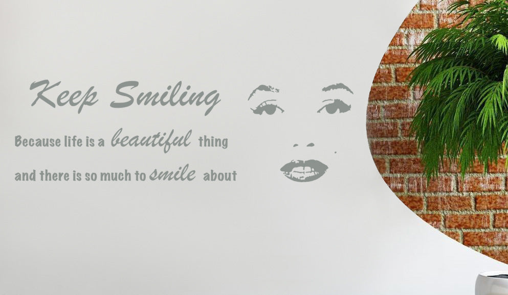 Gardez le sourire citations inspirantes sticker mural autocollant SQ64