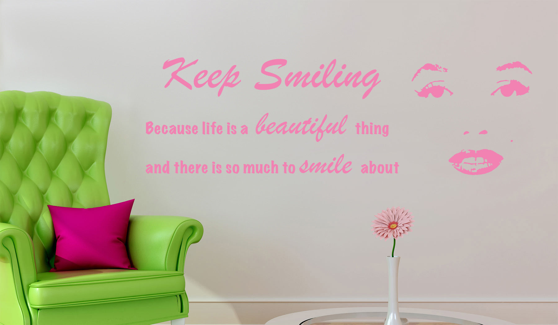 Gardez le sourire citations inspirantes sticker mural autocollant SQ64