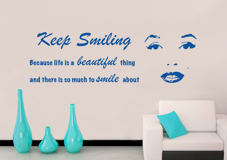 Gardez le sourire citations inspirantes sticker mural autocollant SQ64