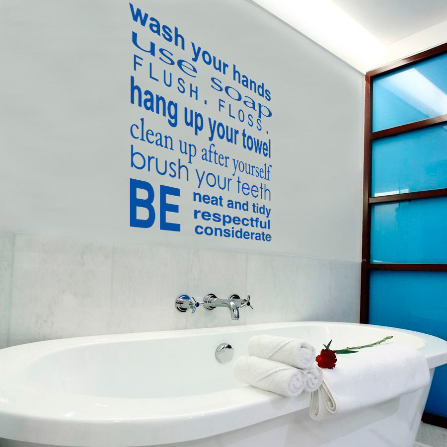 RÈGLES DE SALLE DE BAINS Citations inspirantes Autocollant mural Décalque SQ65