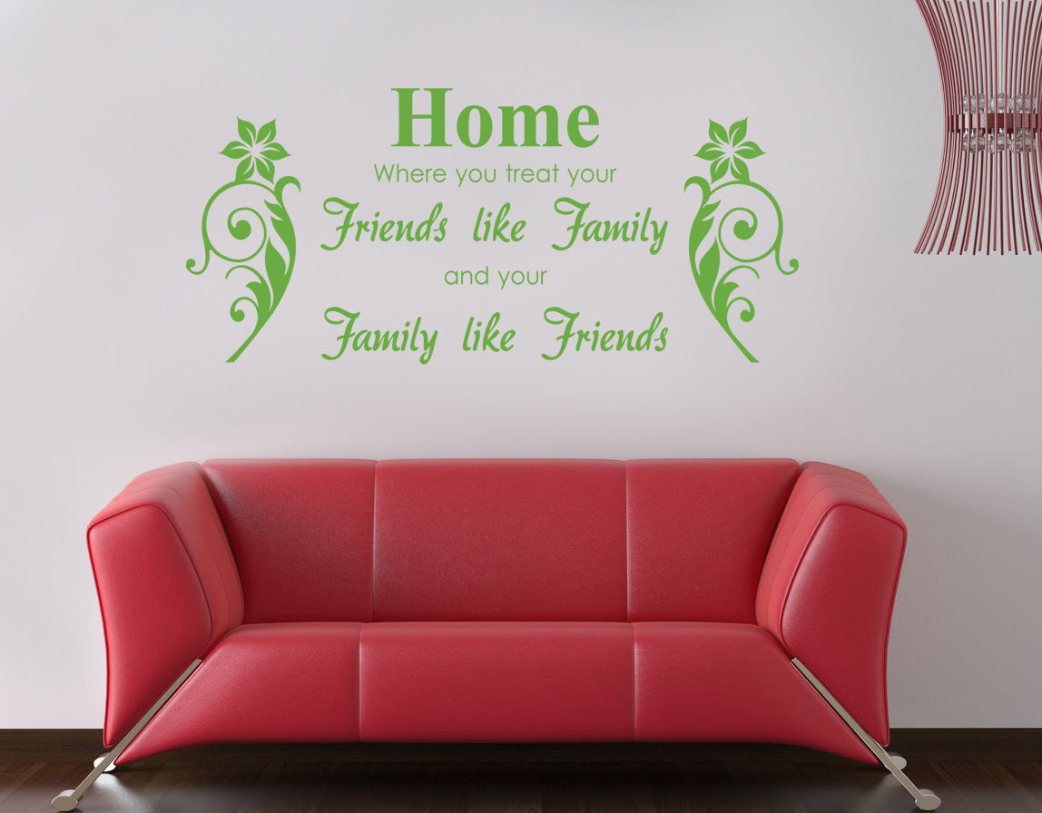 HOME WHERE YOU TREAT Family, Friends Inspirational Quotes Wall Sticker Decal SQ76