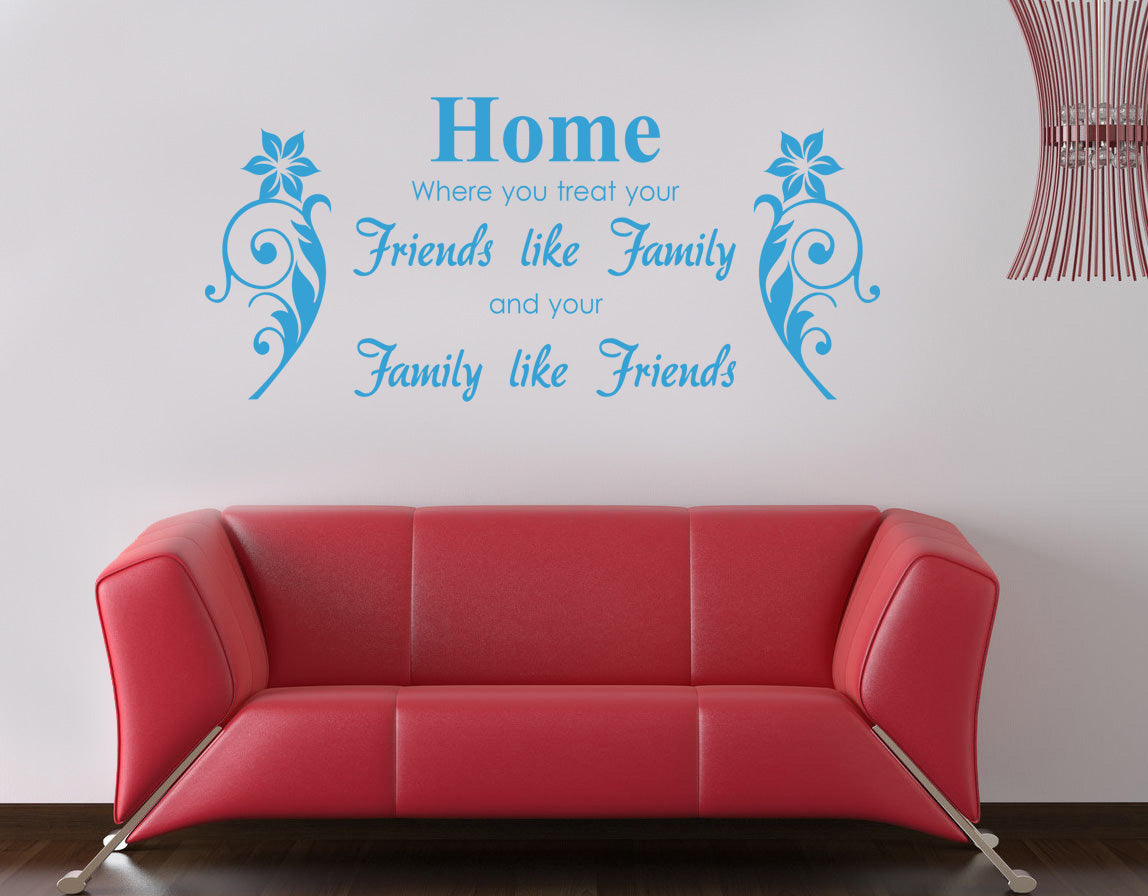 HOME WHERE YOU TREAT Family, Friends Inspirational Quotes Wall Sticker Decal SQ76