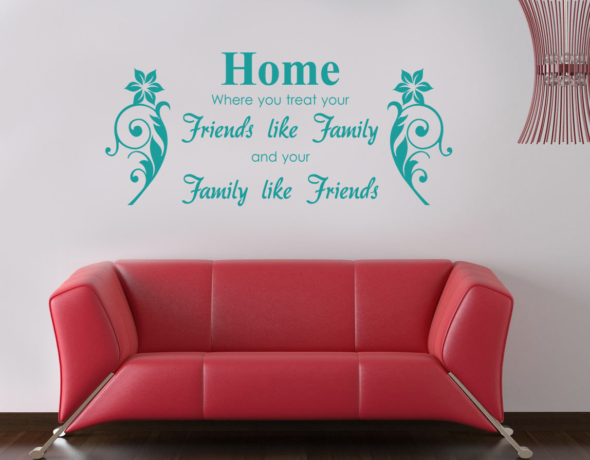 HOME WHERE YOU TREAT Family, Friends Inspirational Quotes Wall Sticker Decal SQ76