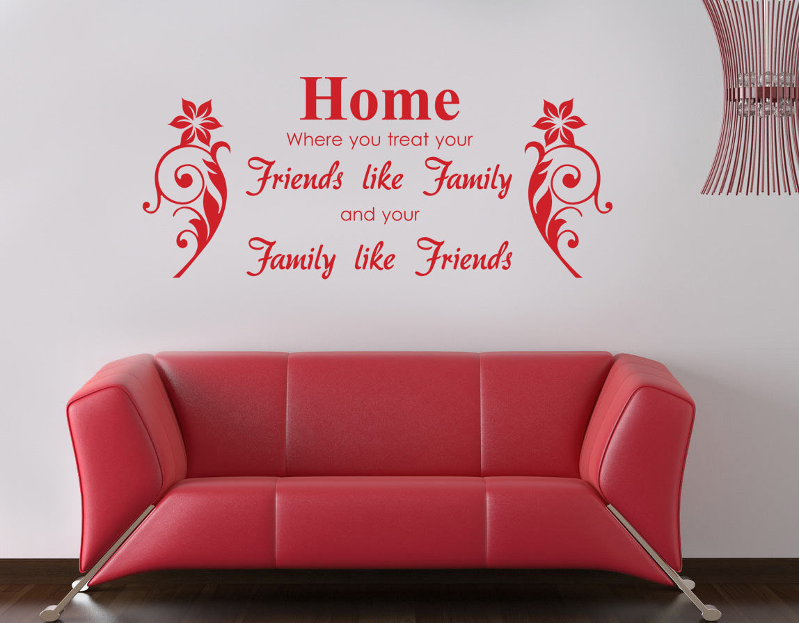 HOME WHERE YOU TREAT Family, Friends Inspirational Quotes Wall Sticker Decal SQ76