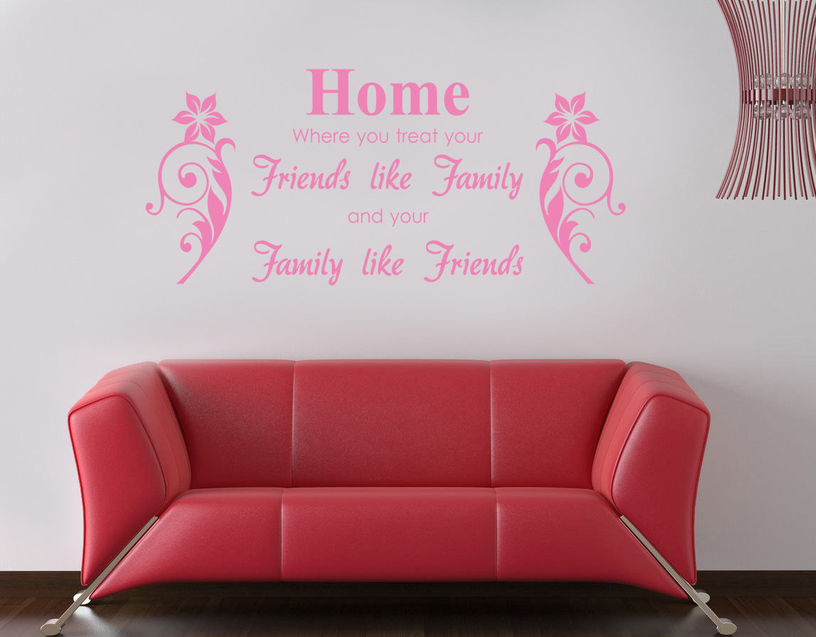 HOME WHERE YOU TREAT Family, Friends Inspirational Quotes Wall Sticker Decal SQ76