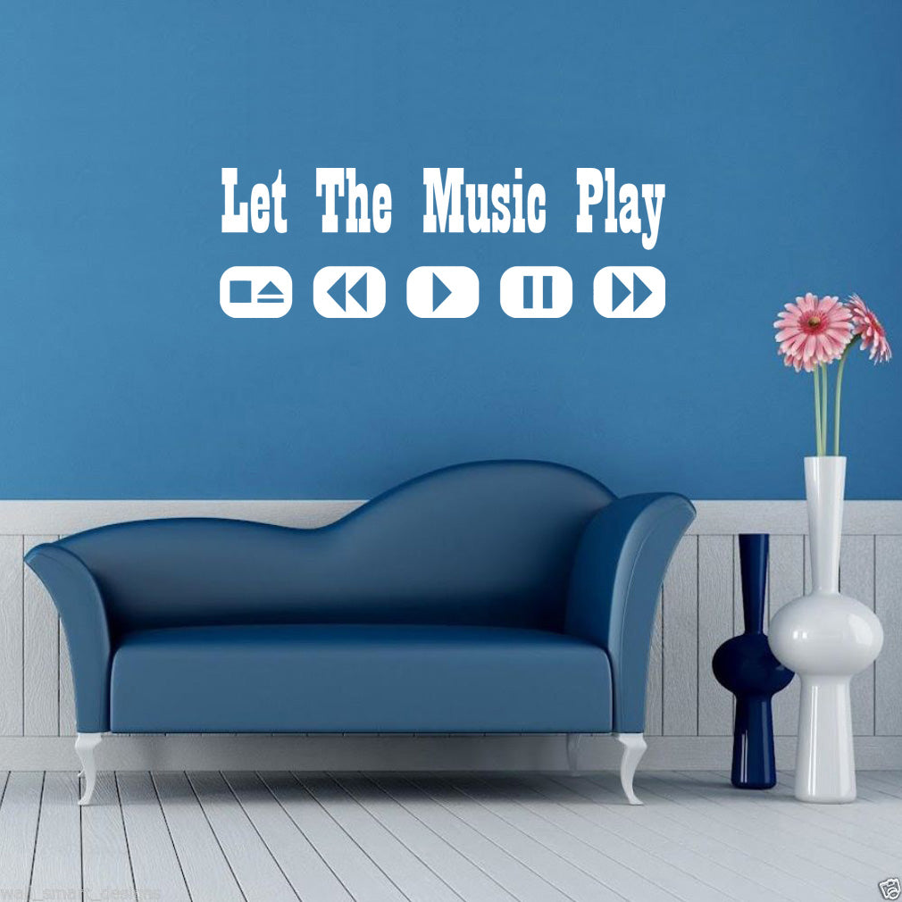 LET THE MUSIC PLAY Inspirational Quotes Wall Sticker Decal SQ88
