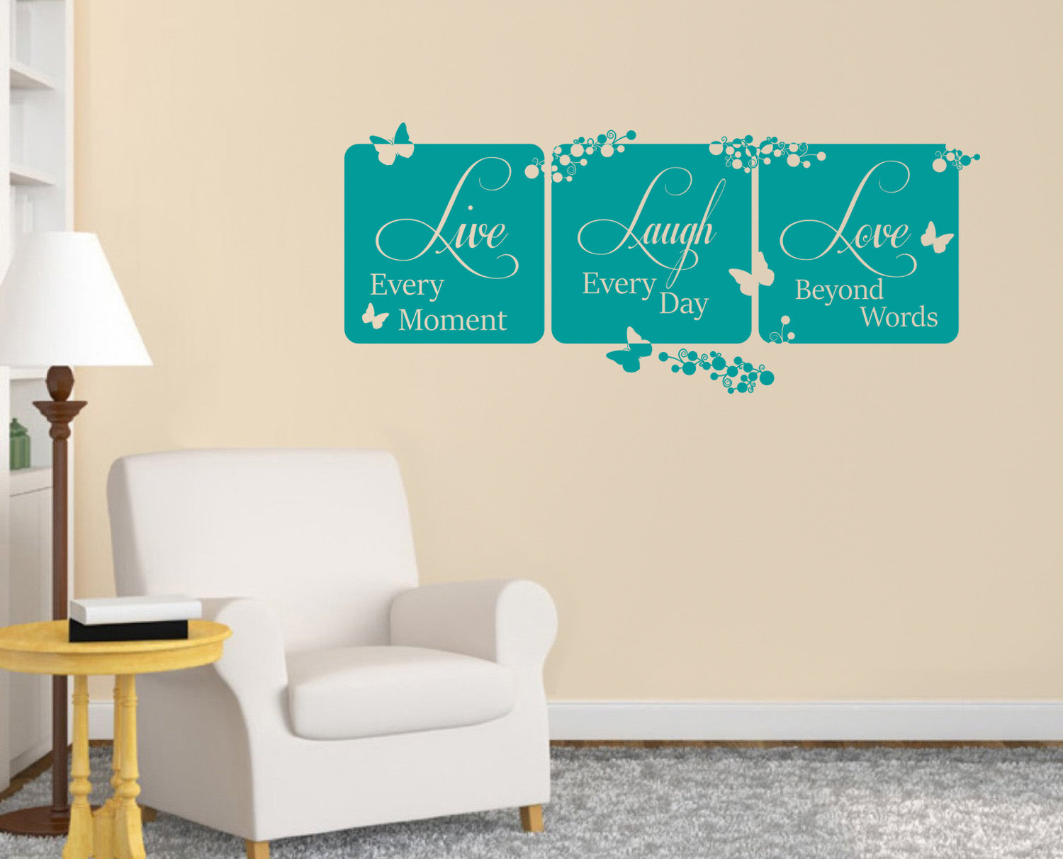 LIVE EVERY MOMENT Laugh Love Inspirational Quotes Wall Sticker Décalque SQ92