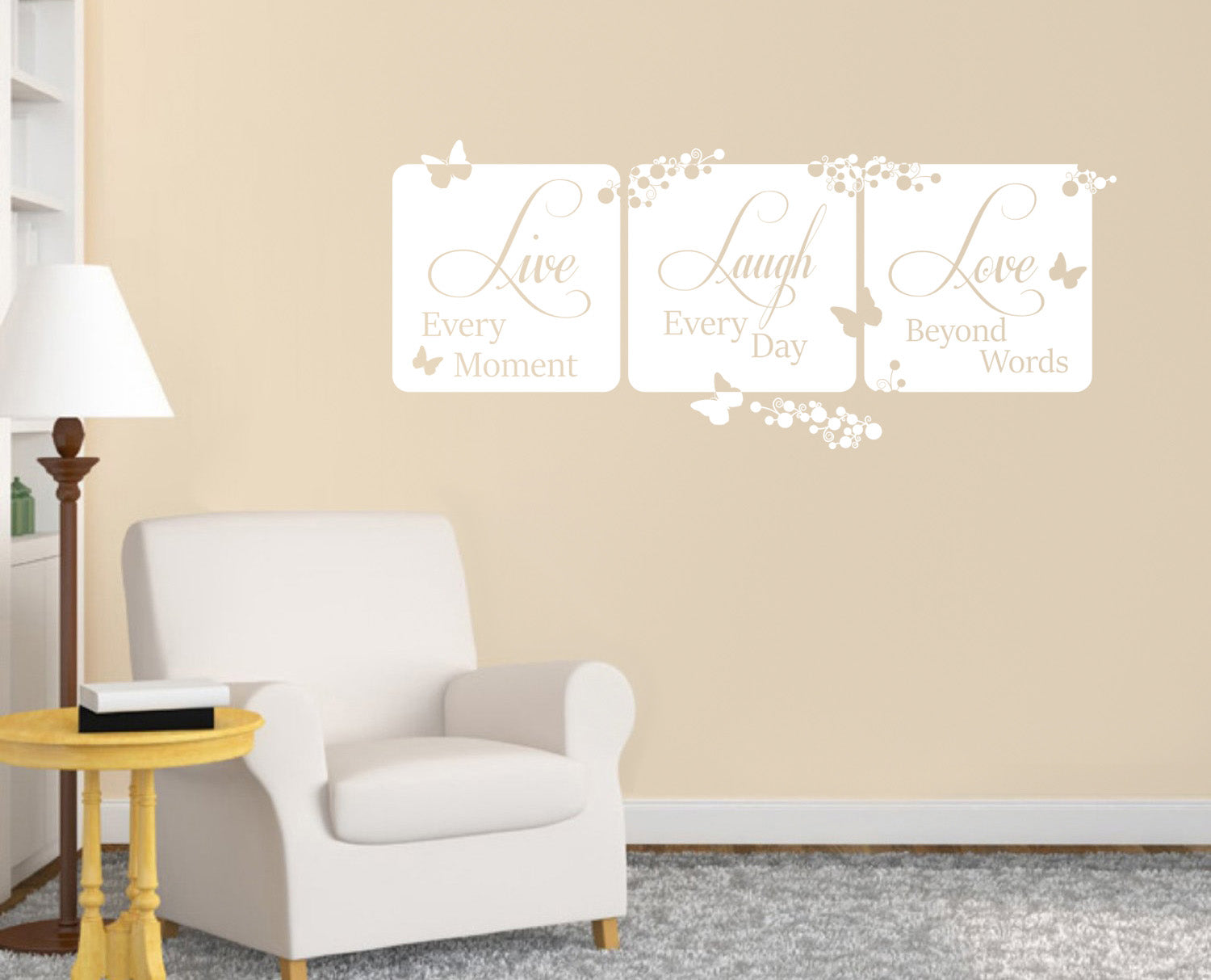 LIVE EVERY MOMENT Laugh Love Inspirational Quotes Wall Sticker Décalque SQ92
