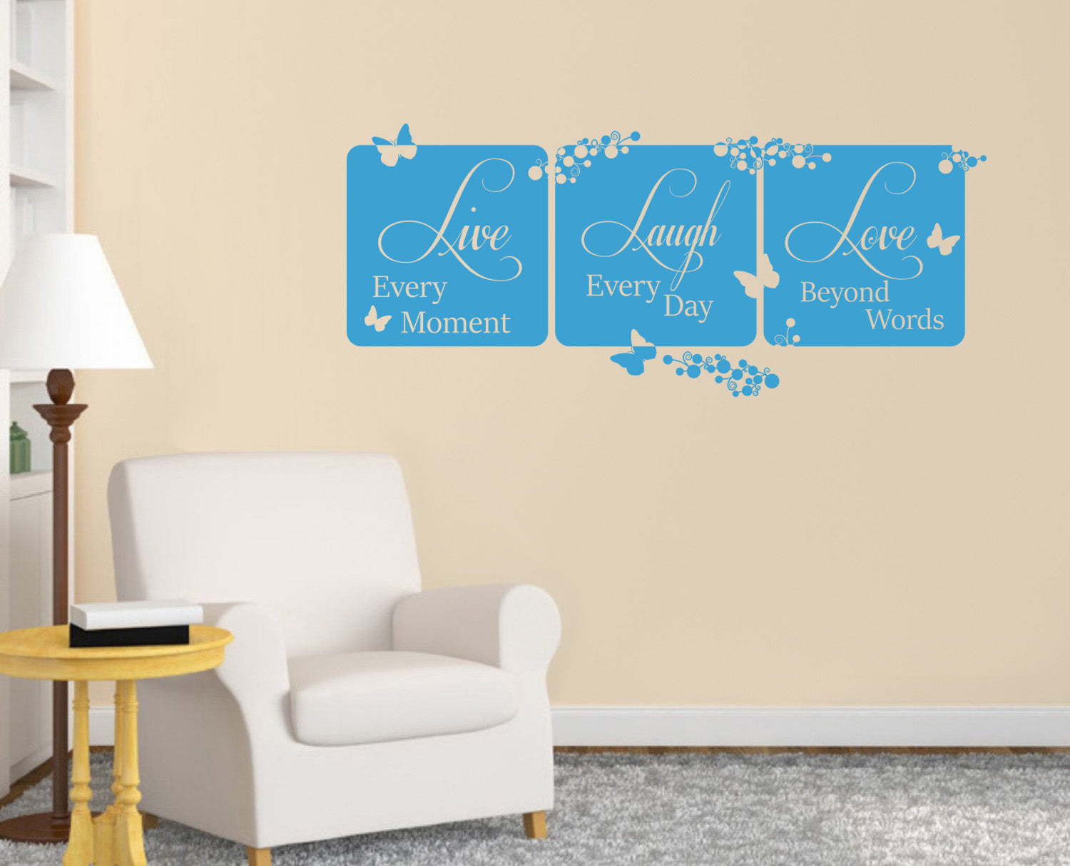 LIVE EVERY MOMENT Laugh Love Inspirational Quotes Wall Sticker Décalque SQ92