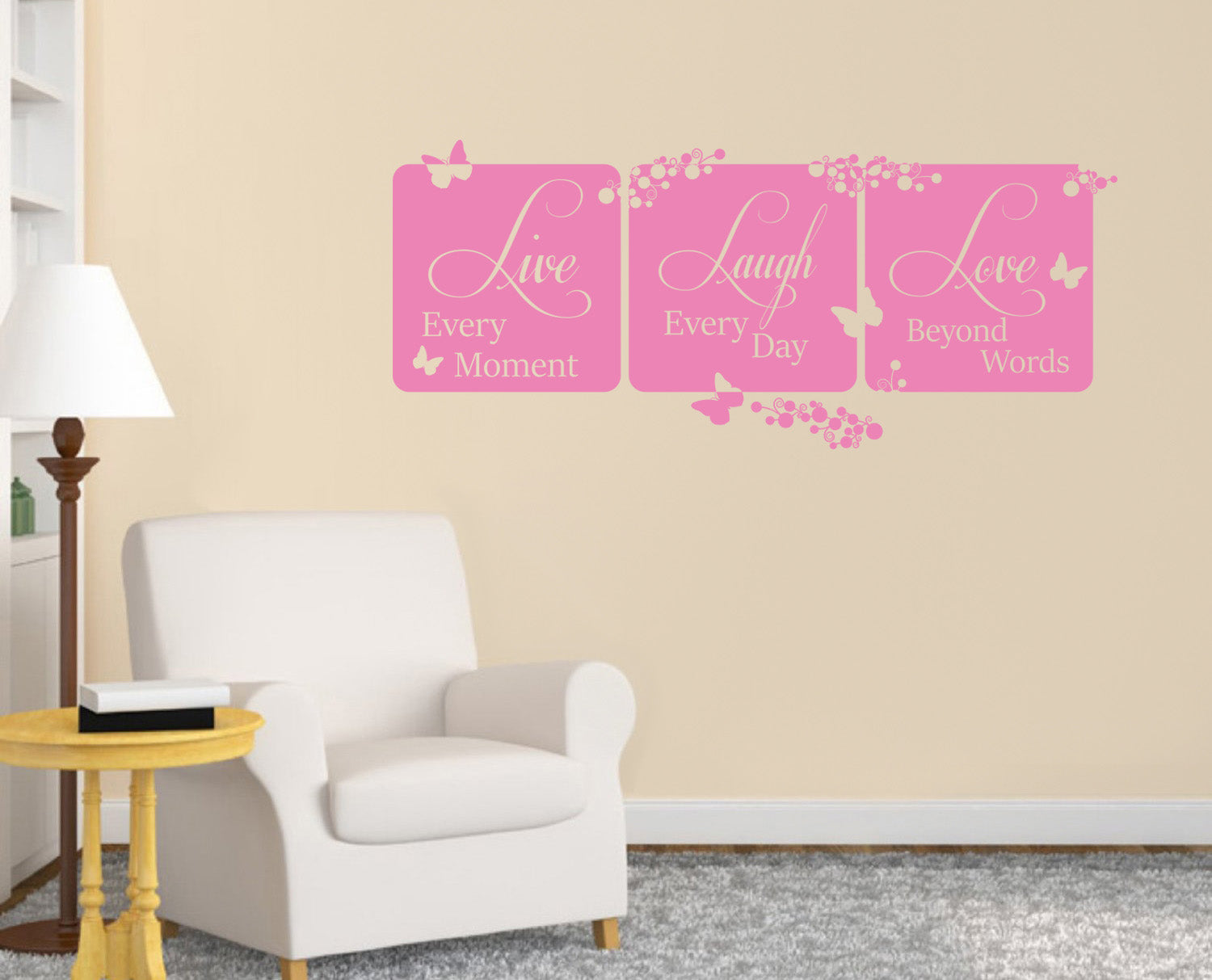 LIVE EVERY MOMENT Laugh Love Inspirational Quotes Wall Sticker Décalque SQ92